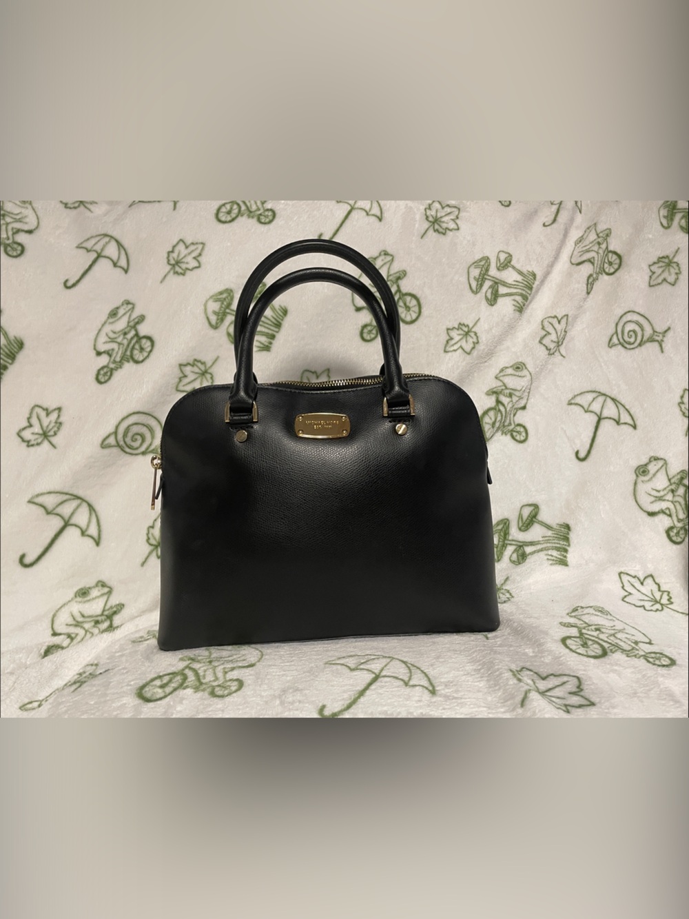 Michael Kors Black Leather Dome Satchel with Gold Hardware/ like new